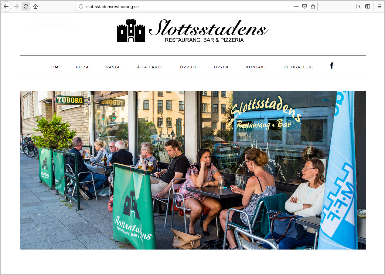 Webbsida, Slottsstadens restaurang